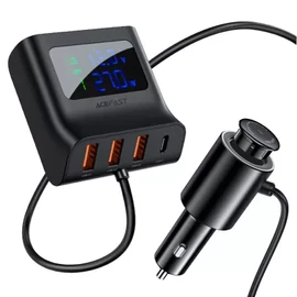 Autós töltő Acefast B8, 3x USB + USB-C, 90 W, fekete