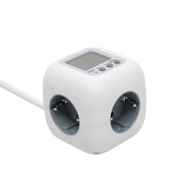 Kocka elosztó vezetékkel, fogyasztásmérővel, 3 aljzat 16A 250V~, 1,5m 3G1.5 mm2