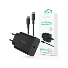 Devia hálózati töltő adapter + USB-C - C kábel  (1,5 méter) 45W (Rocket Series) szett