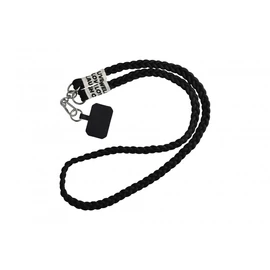 Fonott szövet nyakbaakasztó telefon tokhoz, fekete