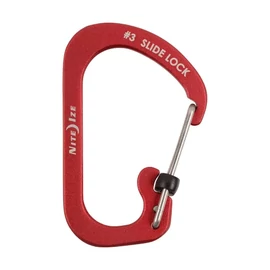 Nite Ize SlideLock® reteszelhető alumínium karabiner #3 - Piros. Teherbírás: 11 kg.