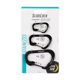 Nite Ize Slidelock® karabiner acél kombó - 3-as csomag - fekete