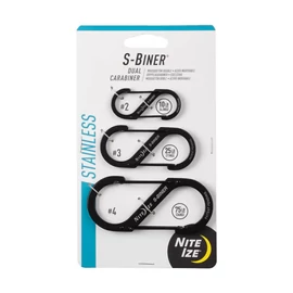 Nite Ize S -Biner® acél dupla karabiner kombináció - 3-as csomag - fekete