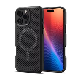 SPIGEN CORE ARMOR Apple iPhone 16 Pro szilikon telefonvédő (ütésállóság, kameravédő, csíkos) FEKETE
