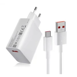 XIAOMI MDY-12-EA hálózati töltő USB aljzat (33W, PD gyorstöltő + Type-C kábel) FEHÉR