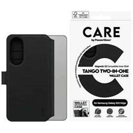 PANZERGLASS CARE TANGO TWO-IN-ONE tok álló, bőr hatású Fekete Samsung Galaxy S25 Edge