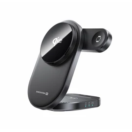 Swissten Qi2 összecsukható vezeték nélküli töltő, MagBase 3in1, MagSafe kompatibilis