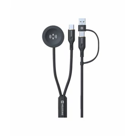 2in1 vezeték nélküli töltő, Samsung Galaxy Watch & USB-C kábel, 1,2m, fekete