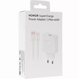 Honor SuperCharge HN-200330E00 USB-A fehér gyári töltőfej 66W 6A, Type-C adatkábellel