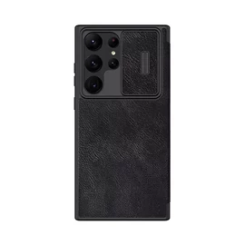 Nillkin Qin Pro Samsung Galaxy S23 Ultra bőr flip tok, fekete