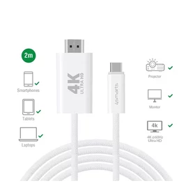 4smarts USB-C / HDMI kábel, 2m, fehér