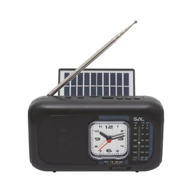 Napelemes hibrid rádió, BT/USB/SD/CLOCK/LAMP