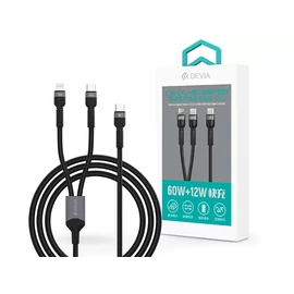 Devia Extreme Speed Series 60W+12W Type-C/Type-C + Lightning adat- és töltőkábel 1.2m - fekete