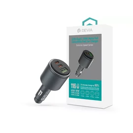 Devia Extreme Speed Series 65W PD+QC autós gyorstöltő USB+2xType-C  FEKETE