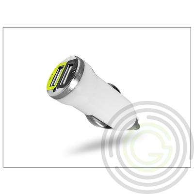 USB Dual micro szivargyújtó töltő adapter – 5V/1A+2,1A – fehér