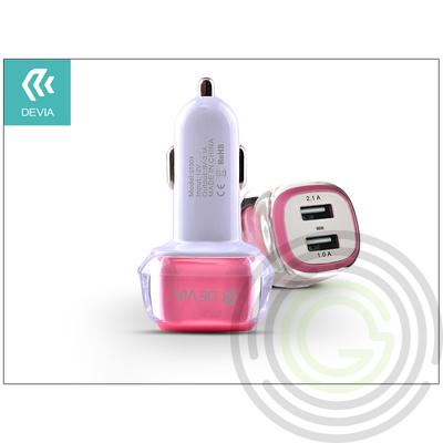 Devia Dual USB szivargyújtós töltő adapter – 5V/3,1A – pink/white