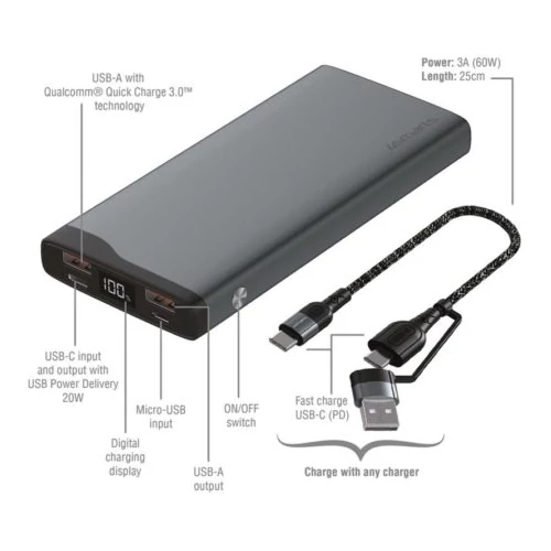 4smarts Volthub Pro 20W/22,5W 10000mAh, GUNMETAL Külső akkumulátor / Power bank