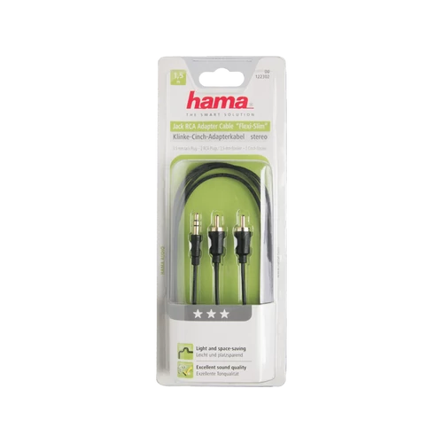 Hama "Flexi-Slim" Audio Cable, 3.5 mm stereo jack plug - 2 RCA plugs, (1.5 m)