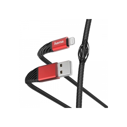 FIC E3 ADATKÁBEL LIGHTNING "EXTREME" 1,5M, FEKETE-PIROS