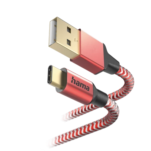 FIC ADATKÁBEL USB TYPE-C "REFLECTIVE" 1,5M, PIROS