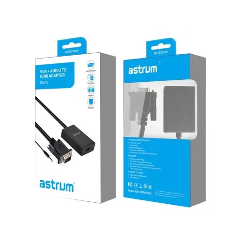 Astrum DA510 VGA + Audio - HDMI adapter fekete (aktív)
