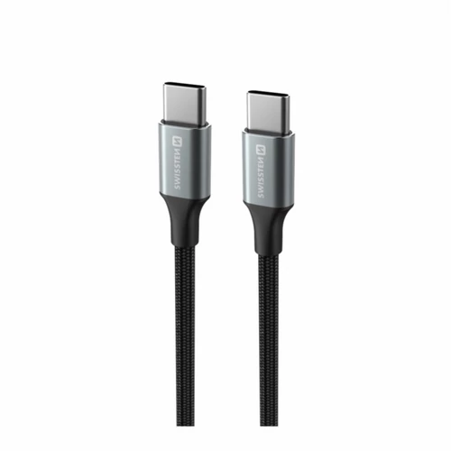 Swissten fonott textil adat- és töltőkábel USB-C/USB-C, 1,5m,