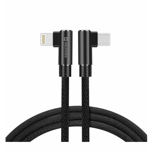 Swissten Arcade gaming adat- és töltőkábel textil bevonattal, USB-C/lightning, 1,2 m fekete