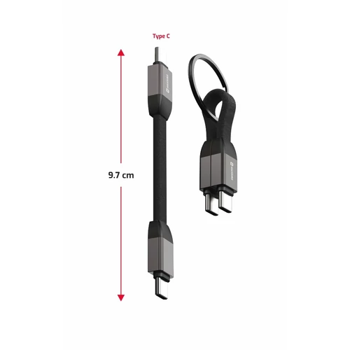 Swissten mágneses töltőkábel kulcstartó, USB-C/USB-C 9,7 cm