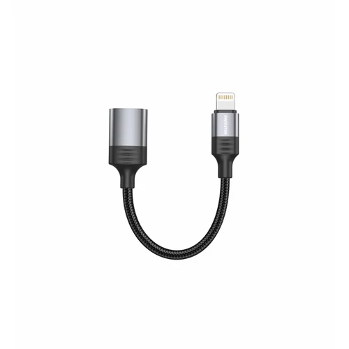 Swissten OTG adapter, textil, lightning (male)/USB-A (female), 0,12m, fekete