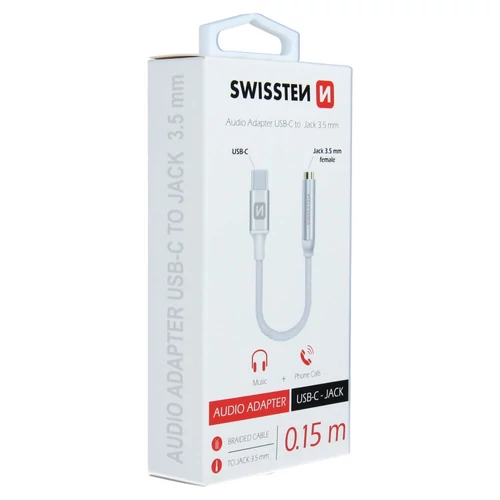 Swissten audio adapter Type-C - 3,5 mm Jack ezüst