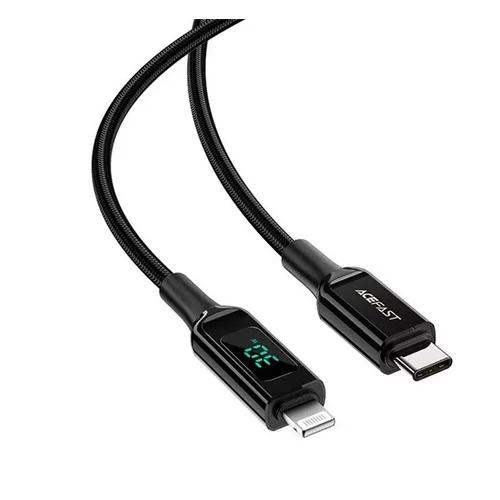 Acefast C6-01 Type-C / Lightning töltő- és adatkábel, MFI, 30W, 1,2m, fekete