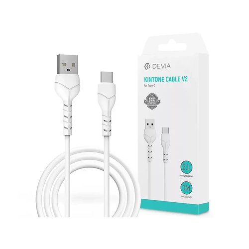 Devia Kintone Cable V2 Series 10W USB/Type-C adat- és töltőkábel 1m - fehér