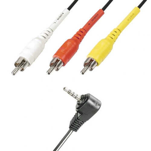 Videókábel, 4 pólusú 3,5 mm dugó-3xRCA dugó, sztereó, 2m