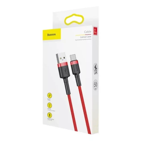BASEUS CAFULE adatkábel (USB - Type-C, 3A, PD gyorstöltő 3.0, 50cm, cipőfűző), fekete