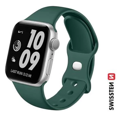 Swissten Apple Watch szilikon szíj 42/44/45/49 mm, zöld