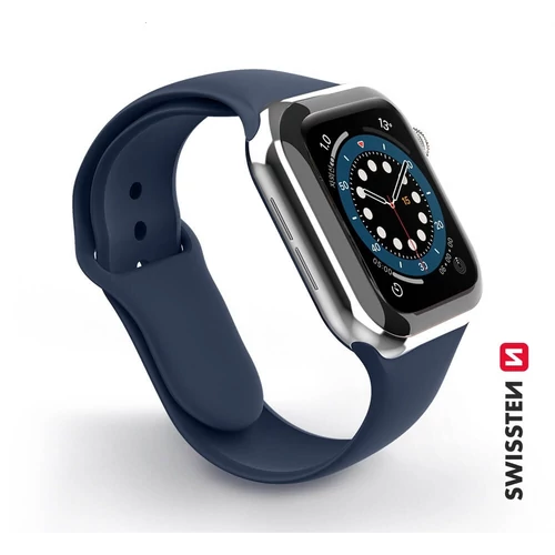 Swissten Apple Watch szilikon szíj, 42-44 mm, navy blue