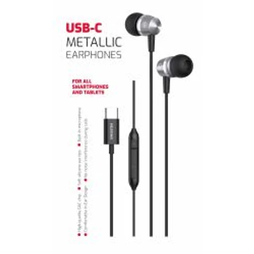 Swissten Metallic (TYPE-C) Headset / fülhallgató, fekete