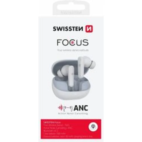 Swissten Focus Bluetooth Headset / Fülhallgató / TWS, fehér