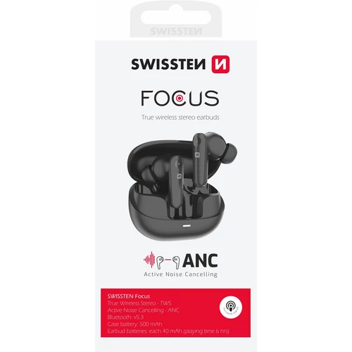 Swissten Focus Bluetooth Headset / Fülhallgató / TWS, fekete