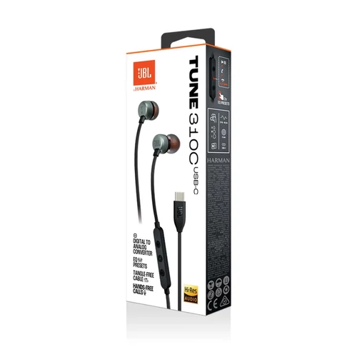JBL Tune 310C Type-C vezetékes fülhallgató, Fekete