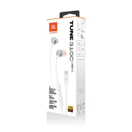 JBL Tune 310C Type-C vezetékes fülhallgató, Fehér