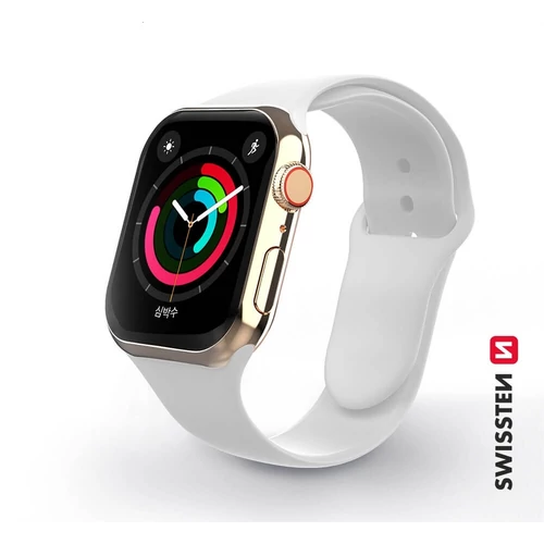 Swissten Apple Watch szilikon szíj, 42-44 mm, fehér