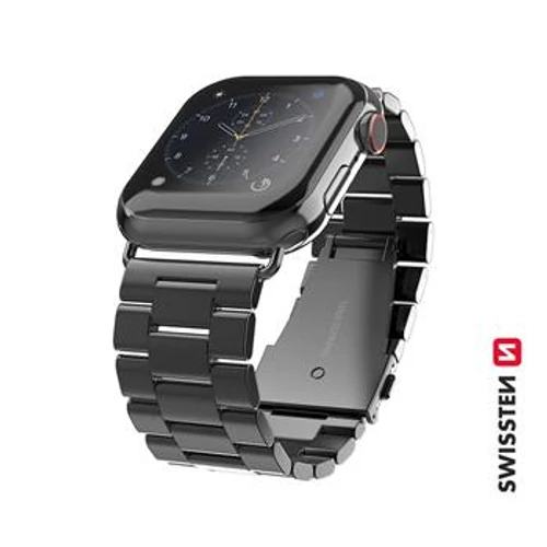 Swissten Apple Watch fém szíj, 42-44 mm, fekete