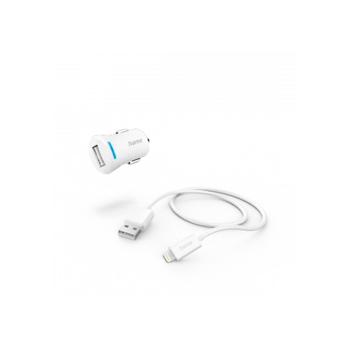 AUTÓS TÖLTŐ + LIGHTNING - USB ADATKÁBEL, 2,4A, 12W