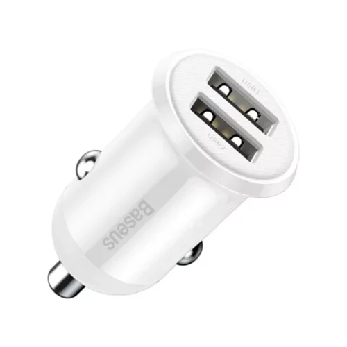 BASEUS GRAIN PRO AUTÓS GYORSTÖLTŐ ADAPTER 2XUSB, 24W, FEHÉR