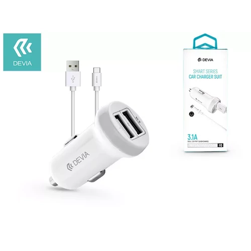 Devia Smart Dual Car USB-A + USB-C 3.1A + USB-A - C kábel (1 méter)