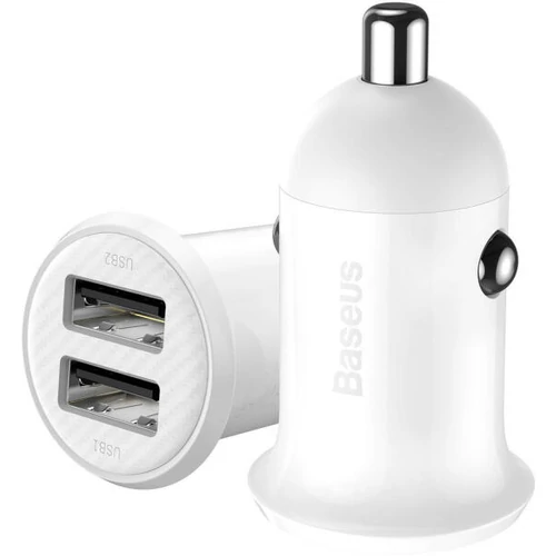 BASEUS GRAIN PRO autós töltő 2 USB aljzat (5V / 4800mA, 24W, gyorstöltés támogatás) FEHÉR