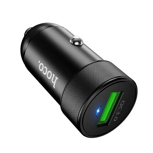 Hoco - Gyorsító autós töltő - USB-A, QC 3.0, 18W, 3A - fekete