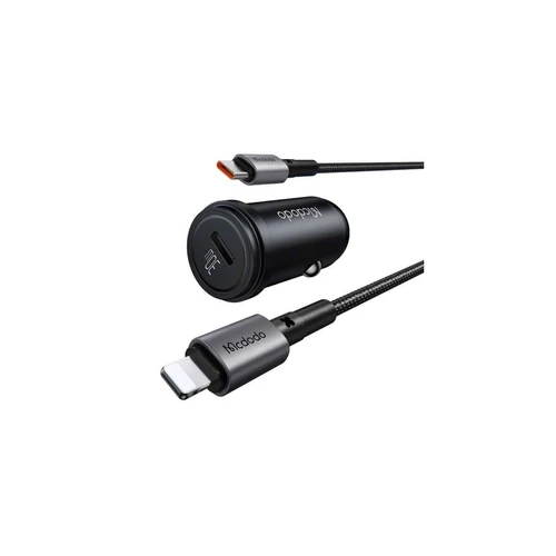 Mcdodo CC-7492 autós töltő, USB-C, 30W + USB-C - Lightning kábel fekete
