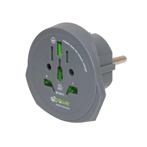 Q2 power Utazóadapter, "World to Europe"